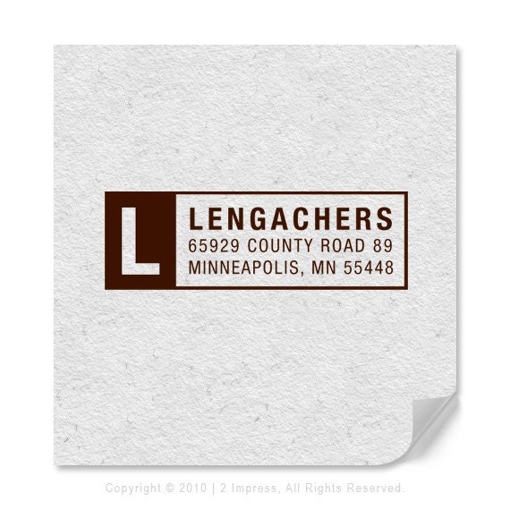 Custom Return Address Rubber Stamp with A Traditional Reversed Out One Letter Monogram Design