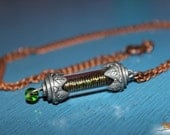 Green Time Vortex Energy Cell Type 2 Steampunk Necklace 24 inch with Clasp