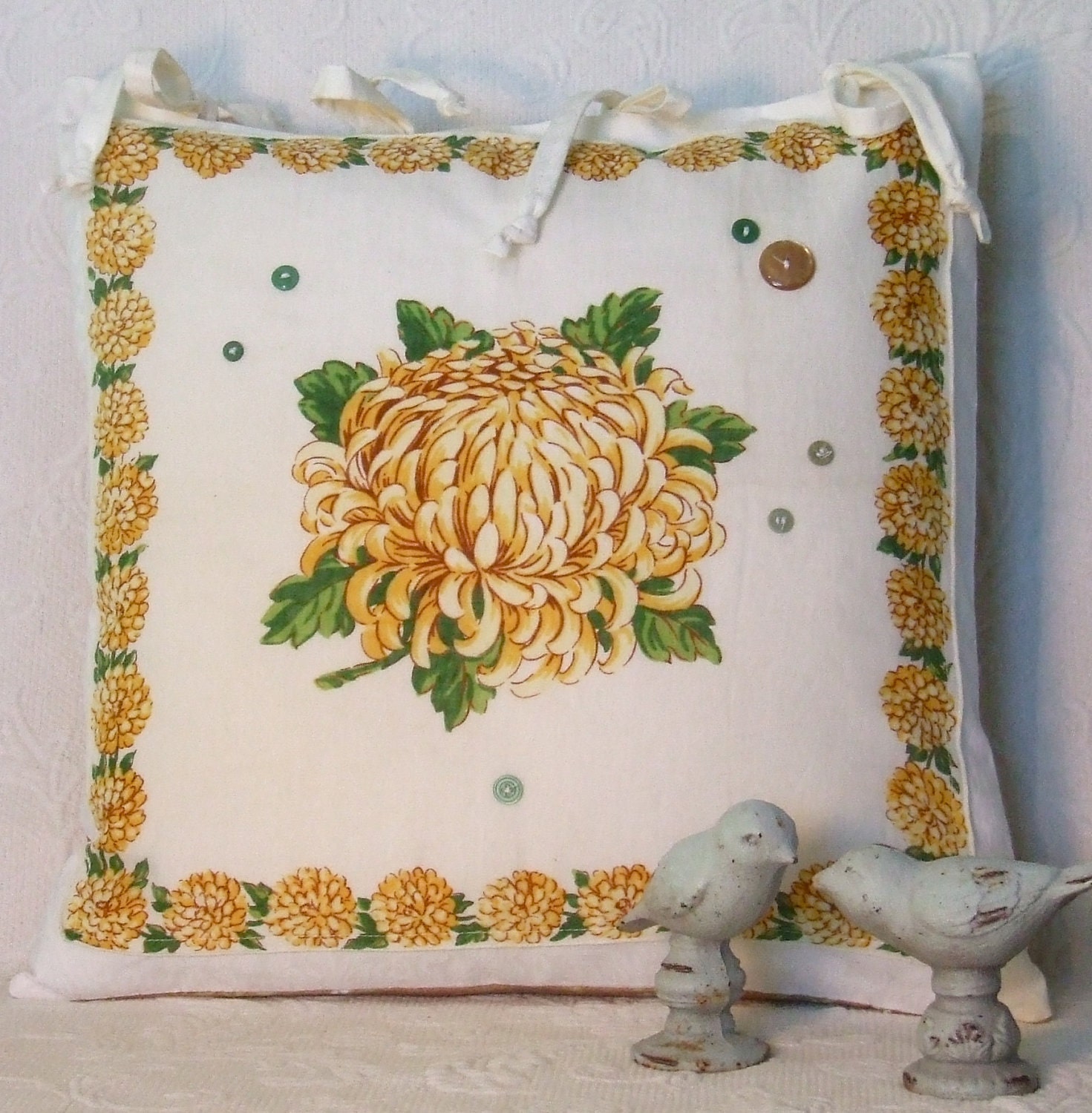 Yellow Chrysanthemum Handkerchief Pillow