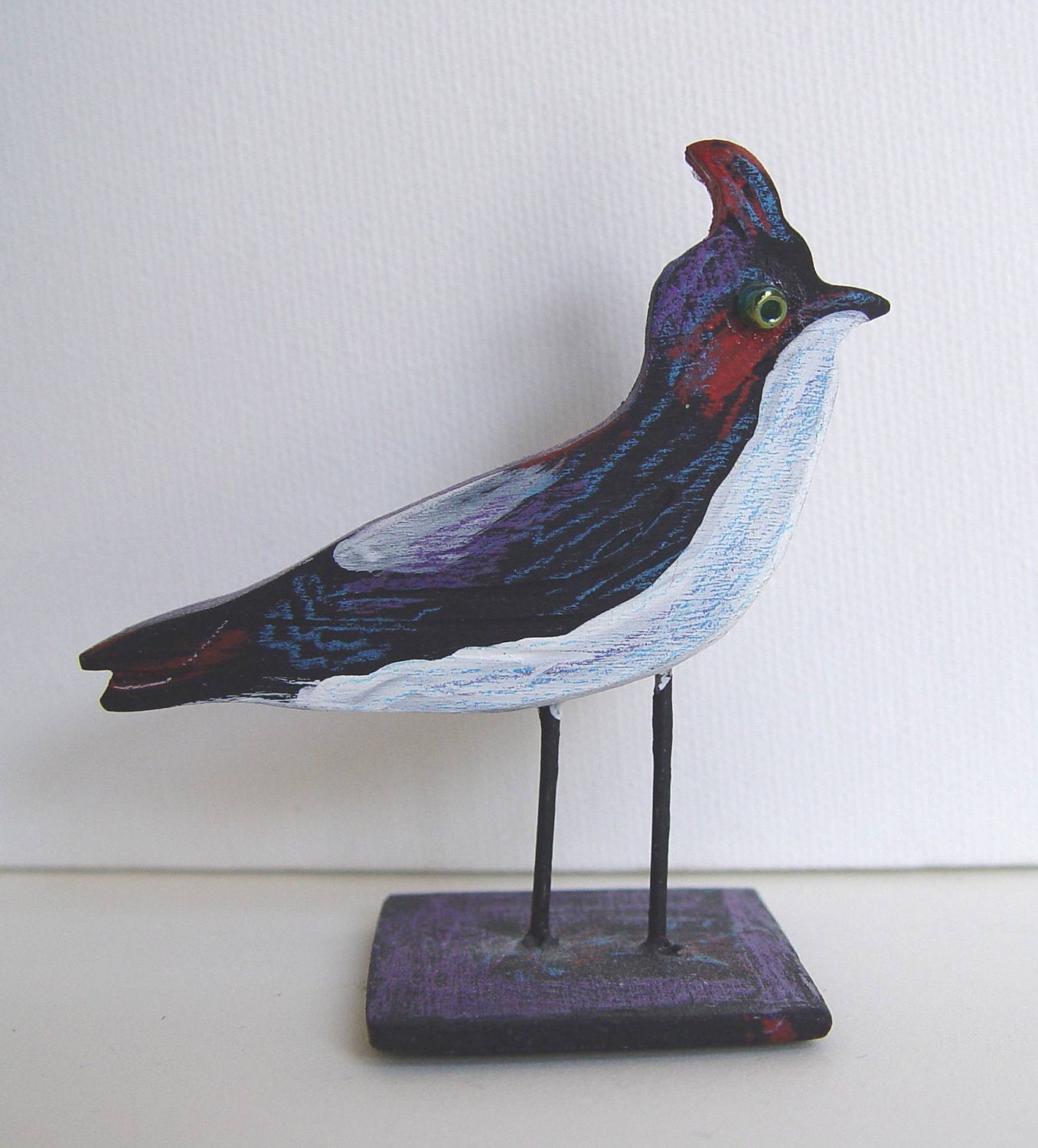 Miniature Wood Folk Art Birds -- Handmade -- Window Sill Size -