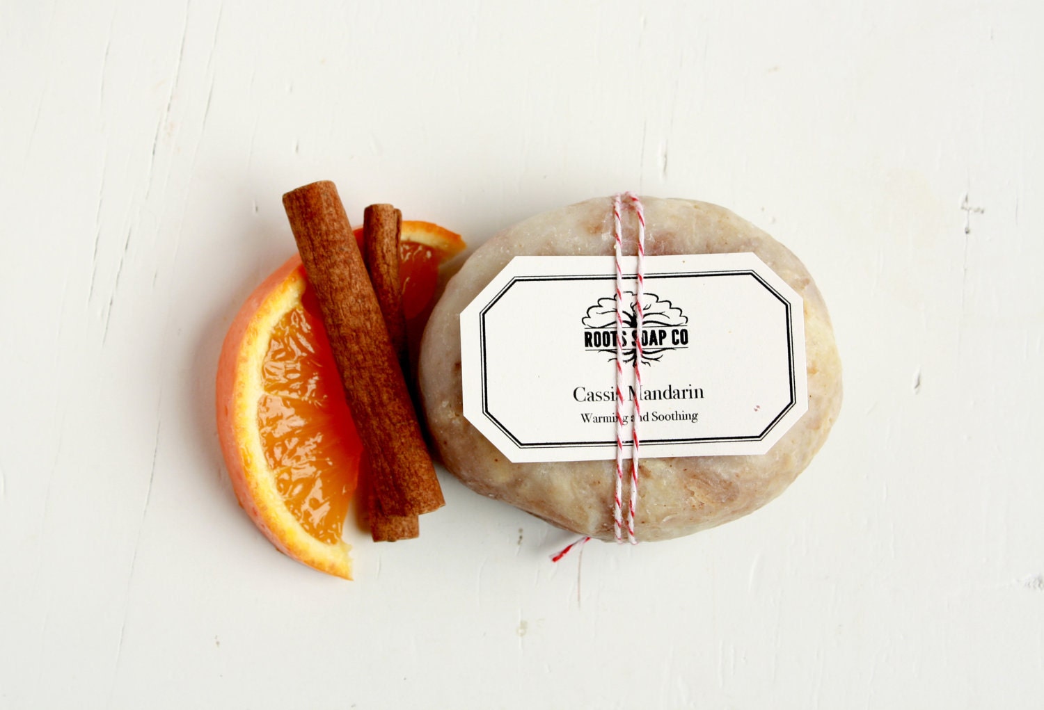 Cassia Mandarin Soap Round / Handmade Cold Process Soap / Cinnamon Soap