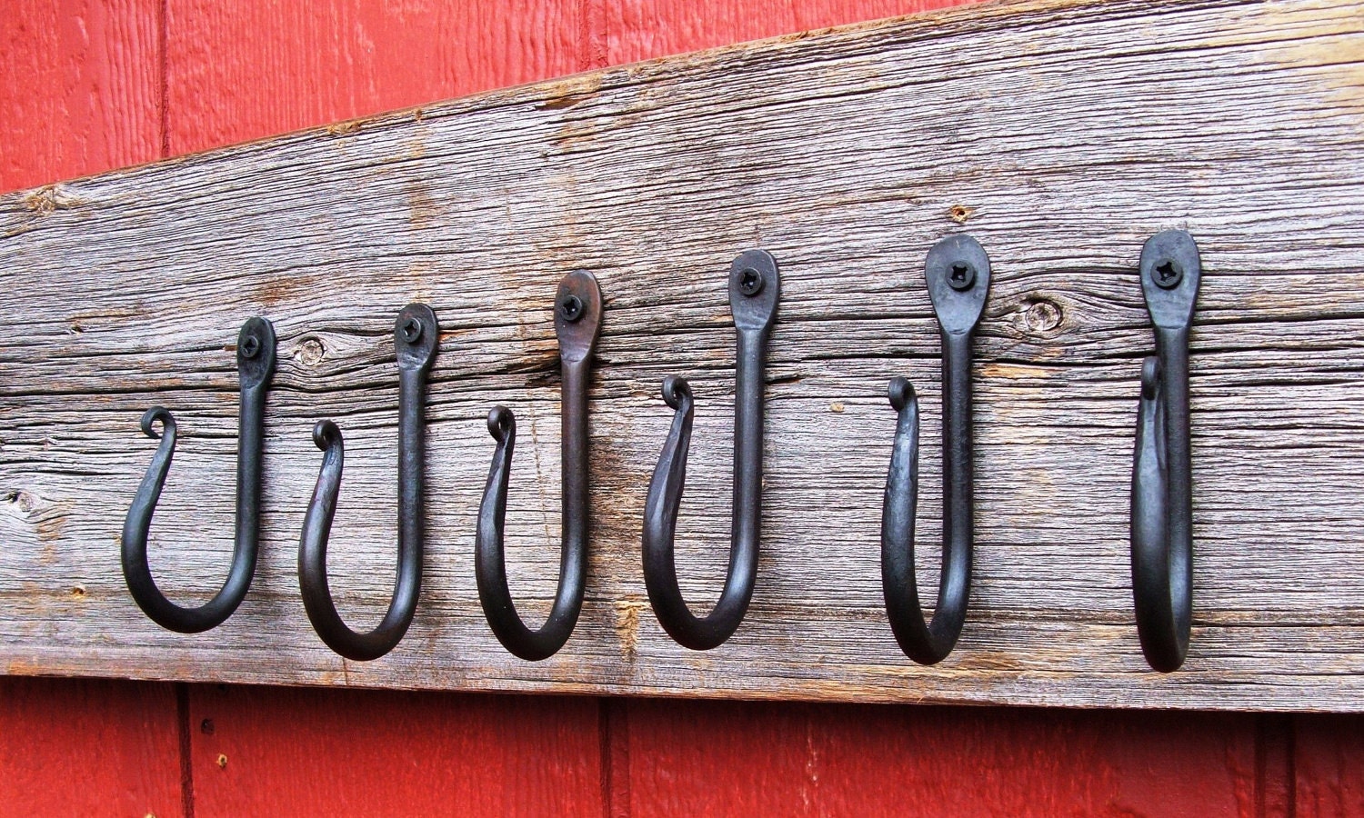 Hand Forged Wall Hooks, Black Oil Finish