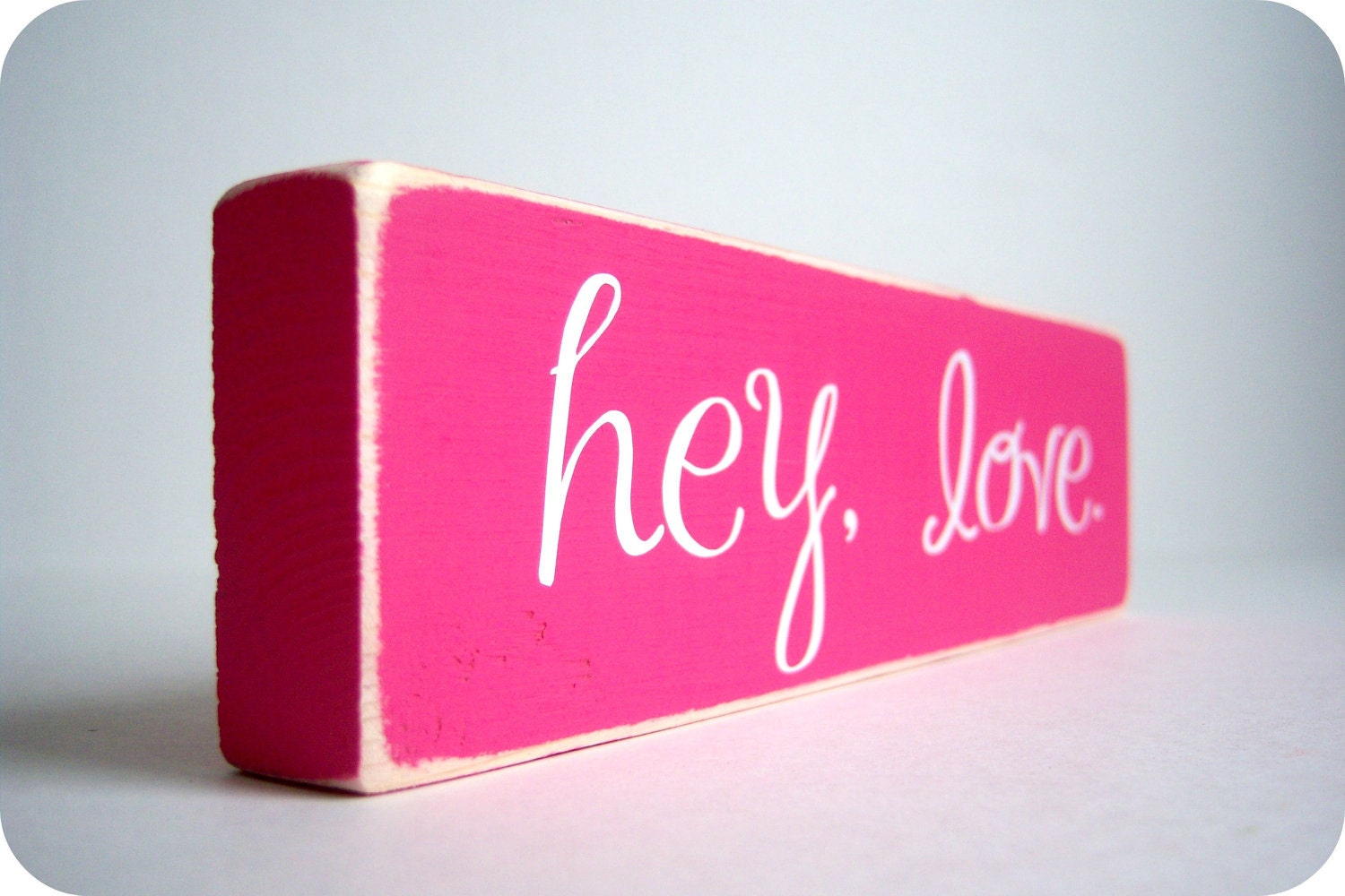 Hey Love. Wood Block Decor.