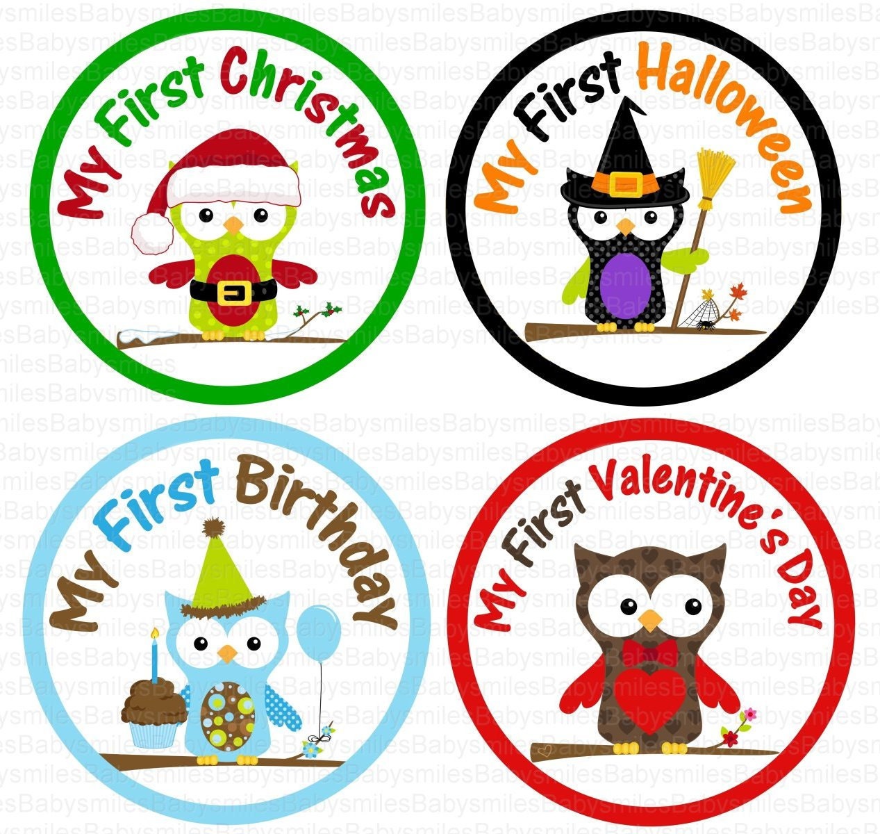 Onesie Stickers - SUPER CuTE - My FIRST Holiday Boy Owl Onesie Stickers (11 Holiday Owls with 1 BONuS Sticker) - Best Baby Shower Gift