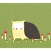 forest themed nursery art. hedgehog and mushrooms. green brown yellow red - 8.5 x 11 art print for kids, children, baby