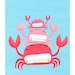 crabs nursery art. quirky pink sea creatures on blue. 8.5 x 11 art print (MORE COLORS available)
