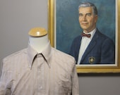 DEADSTOCK 1960s Brown Stripe Oxford Shirt 16.5 32
