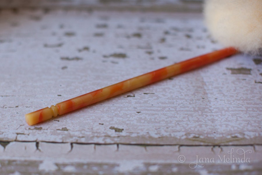 Vintage Pale Orange Swansdown Powder Puff Wand Art Deco
