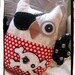 PIRATE OWL Plushie - Red, Grey, Black - Damask, Skulls