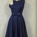 Navy circle skirt dress 1950s Monaco Blue HANDMADE Vintage Couture Mad Men Rockabilly Bombshell Princess Formal Wedding