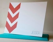 Chevron Stripe Personalized Stationery Flat Note Cards - Set of 12