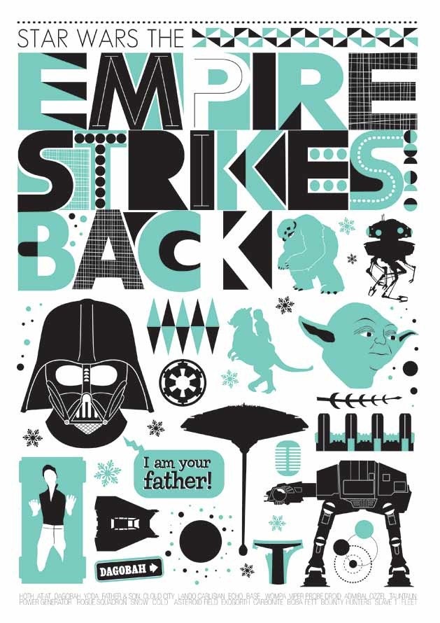 Star Wars Empire Strikes Back Movie Poster, Minimalist movie poster A3