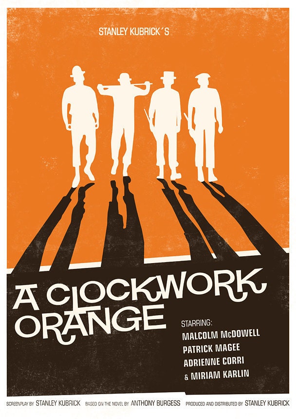 Clockwork orange Poster, movie poster, Stanley Kubrick modernist retro style A3