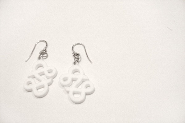 White Ampersand Logo Earrings