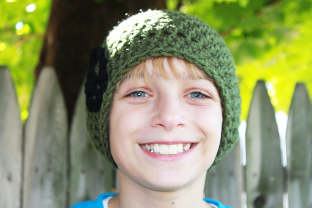 Boys Beanie Hat - Crochet Boys Hat - Peace Sign Beanie - Beanie Hat - Peace Hat