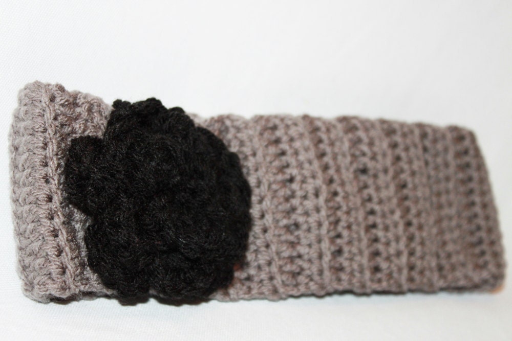 Crochet Headband Ear Warmer  - Flower Headband - Adult Earwarmer - Crochet Womens Ear Warmer