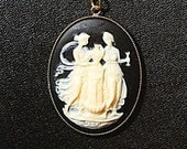 Black and white cameo necklace