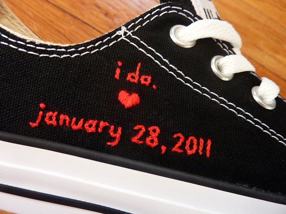 I Do Embroidered Canvas Wedding Shoes