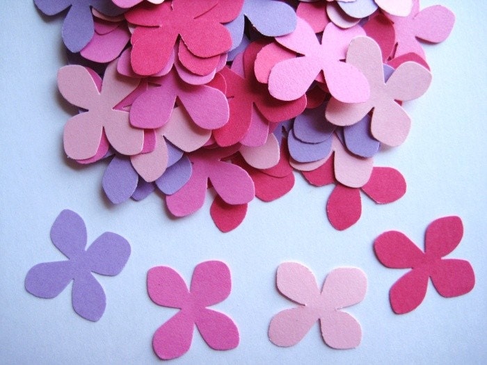 100 Pink Lavender Hydrangea Petals punch die cut embellishments noE532