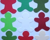 50 Christmas Gingerbread Men Red Green White Cream punch die cut embellishments noE1231