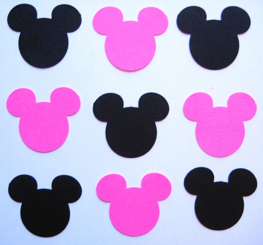 100 Black Hot Pink Mickey Mouse punch die cut embellishments noE1350