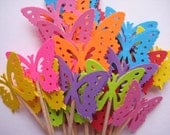 24 Bright Medium Monarch Butterfly Party Picks - Cupcake Toppers - Toothpicks - Food Picks - die cut punch FP178