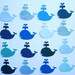 100 Blue Green Recycled Paint Chip Whale embellishments noE564