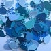 100 Blue Green Recycled Paint Chip Whale embellishments noE564