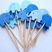 24 Mixed Blue Elephants Party Picks - Cupcake Toppers - Toothpicks - Food Picks - die cut punch FP196
