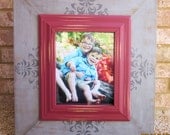 8x10 Distressed Picture Frame, Light Slate Gray / Graphite / Red