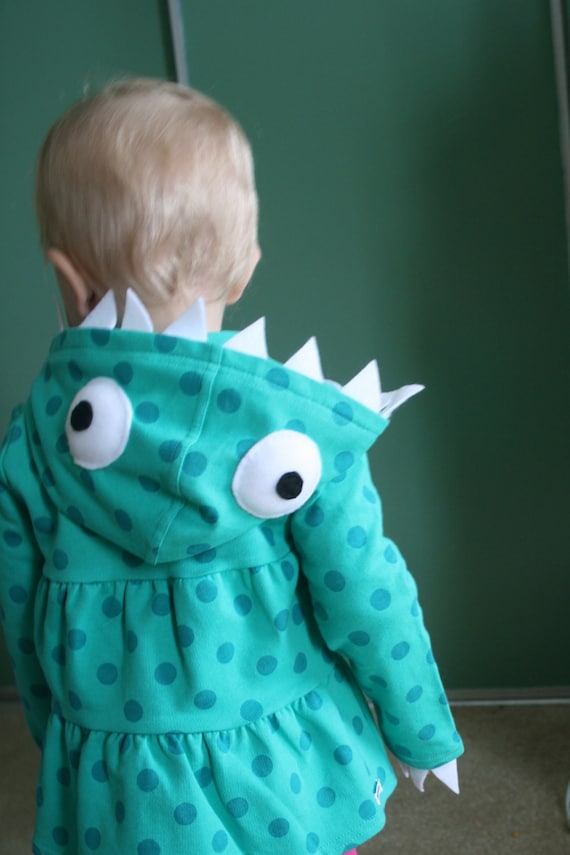 Teal Polka Dot Monster Hoodie - Size 5T