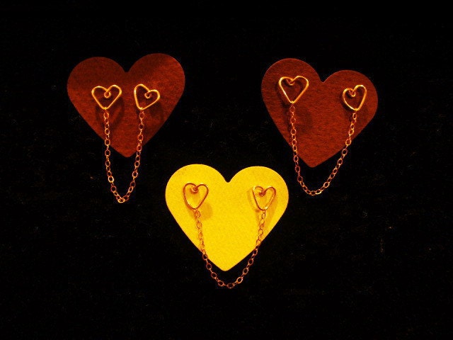 Double Piercing Double Heart Earring - 14kt Gold Fill