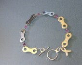Pink Breast Cancer Awareness Hand Wire-Wrapped Bike chainlink bracelet