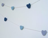Wedding Garland - Hearts - Crochet Handmade - Decoration / Photo Prop - Merino Blend - Blue & Gray - 6 Hearts - meganEsass