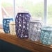 Mason Jar Wedding Centerpieces - Wedding Decoration - Beach Cottage Decor - Lace Knit - Merino Blend - Set of 5 - Ocean Blues & Purple