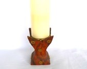 Vintage HANDMADE Wood CANDLE HOLDER