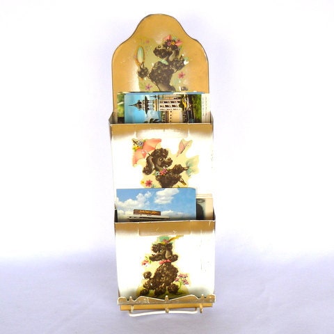 VINTAGE POODLE DOG Letter Holder/ Wall Organizer