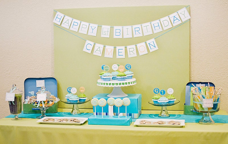 PRINTABLE Modern Alphabet Birthday Party Package (Blue, Green, & Orange)