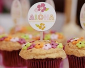 PRINTABLE Hawaiian Luau Cupcake Toppers - Birthdays or Showers
