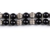 Double stranded black & silver interchangeable beaded watch band