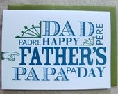 Dad, Papa, Vintage, Large Type, Blue, Green, Father's Day Card