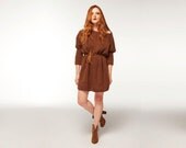 Brown Hoodie Dress: Clementine. Handmade, Winter Collection