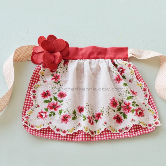 red vintage apron