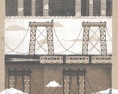 NYC Bridges Art Print - Silkscreen Artprint 18" x 24" - twoarms