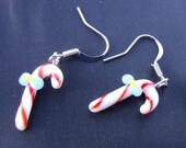 candy cane lampworked glass earrings