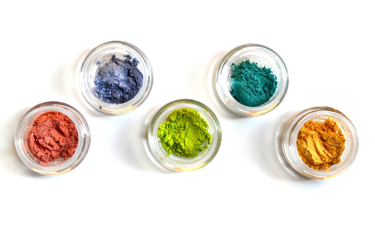 SAMPLES - Mineral Eyeshadow Sampler - Set of FIVE - Pure & Natural Mineral Eye Color Pigment Makeup Samples - Noella Beauty Works Cosmetics