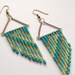 Teal, Turquoise and, Tan 70's Inspired Beaded Earrings