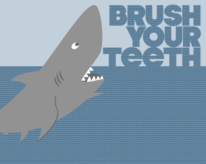 Brush Your Teeth - Kids' Bathroom Art Print (8x10) - FREE SHIPPING