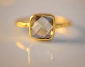 Green Amethyst Ring - Gemstone Ring - Gold Ring - Bezel Ring - Stackable Ring - Mother's Day Gift