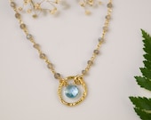 Wire wrapped Labradorite Necklace - December Birthstone Necklace - Blue Topaz Necklace - Gold Necklace - Mother's Day Gift